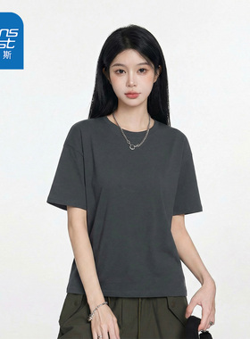 真维斯灰色短袖t恤女2026新款夏季爆款小个子休闲宽松半袖上衣AA