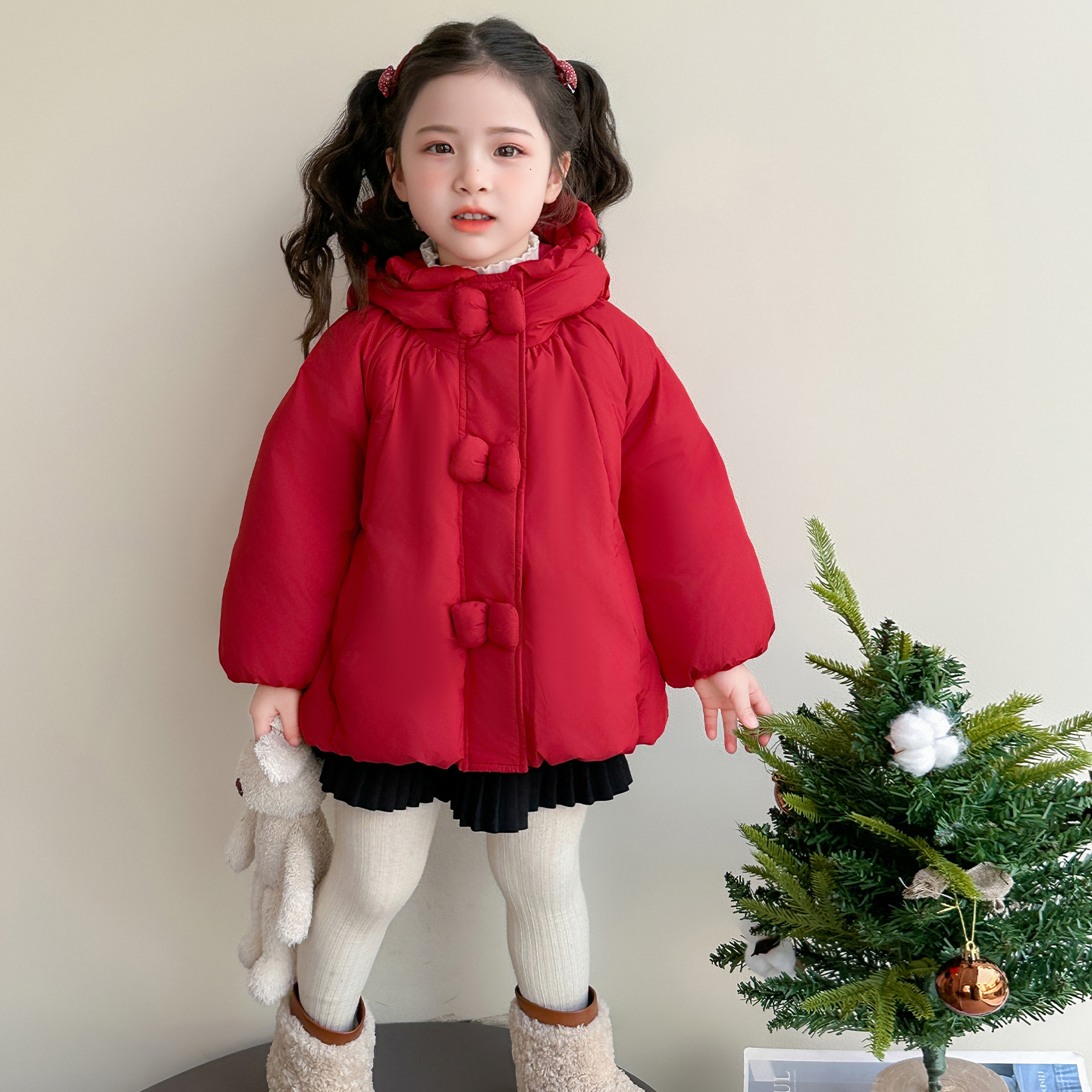 女童韩系羽绒服秋冬款2025新款女宝宝加厚白鸭绒外套新年女孩年服