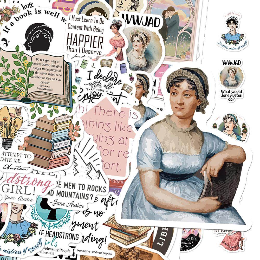 50张英国小说家Jane Austen贴纸笔记本电脑手账本吉他DIY防水贴画