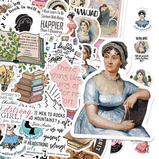 50张英国小说家Jane Austen贴纸笔记本电脑手账本吉他DIY防水贴画