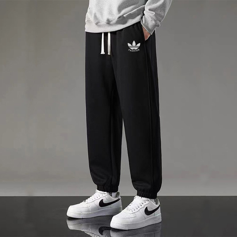 兰瑟姆三叶草纯棉运动裤子卫裤男青年中学生束脚高街长裤休闲裤女