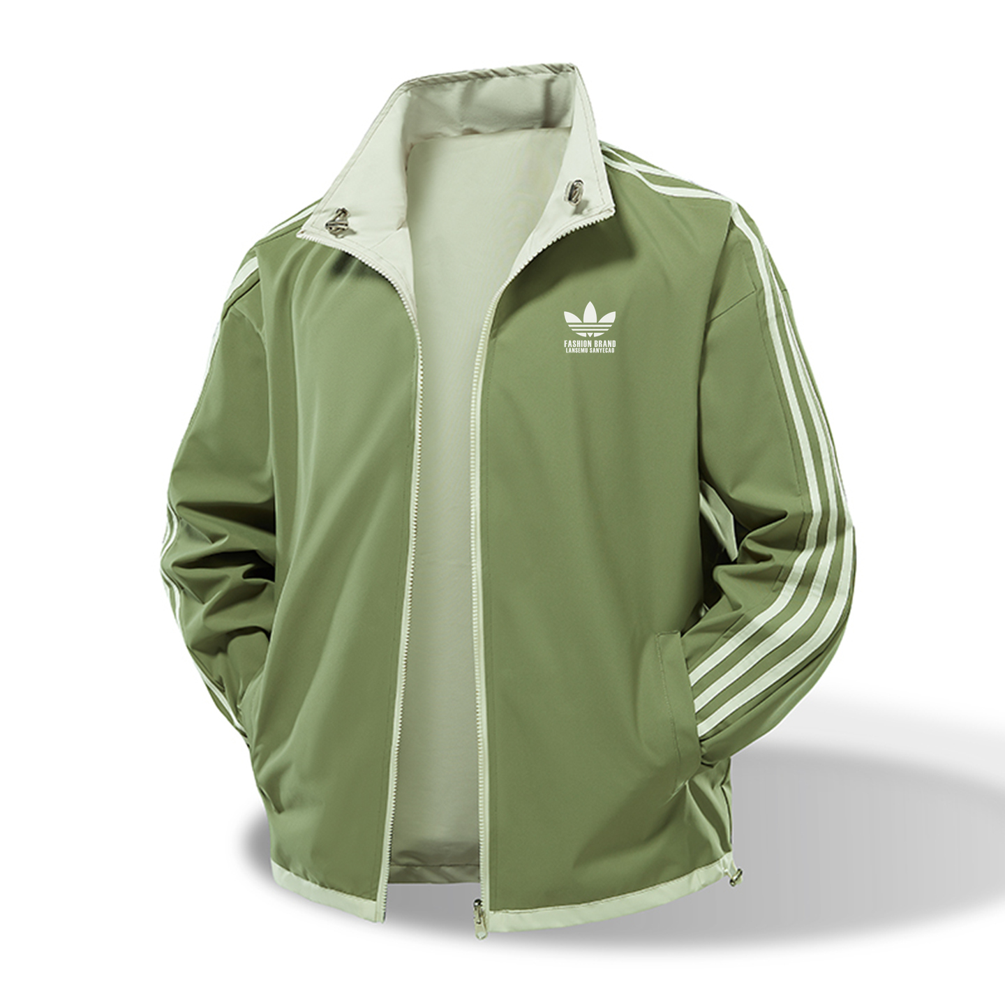 兰瑟姆三叶草2025秋季双面穿运动夹克外套男士三条杠风衣冲锋衣女