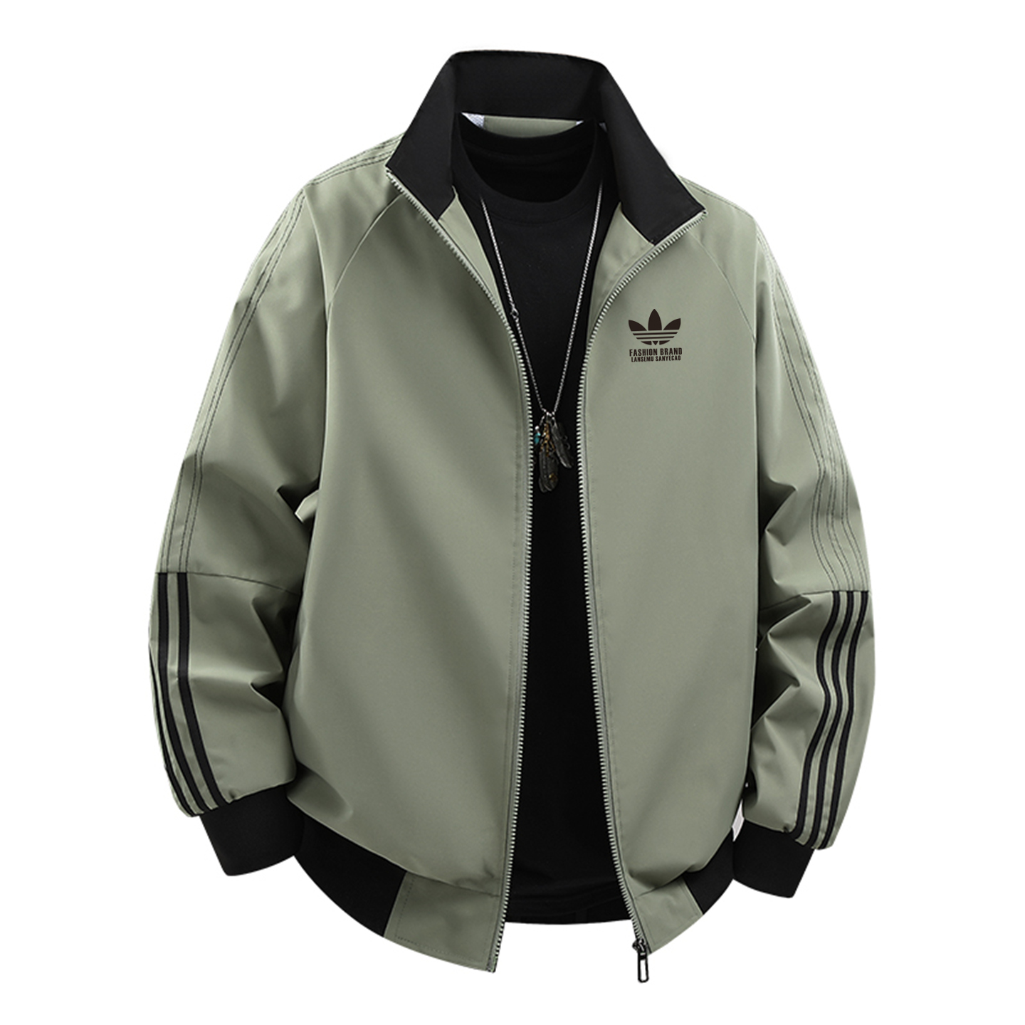 兰瑟姆三叶草2025秋季双面穿运动夹克外套男士三条杠风衣冲锋衣女