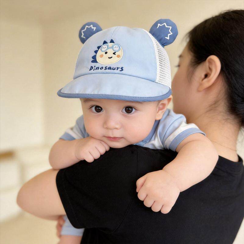 恐龙婴儿夏季网眼渔夫帽宝宝透气遮阳防晒鸭舌帽男女小月龄太阳帽