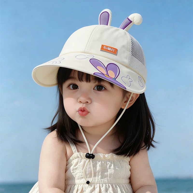 宝宝遮阳帽夏季大檐婴幼儿鸭舌网帽透气户外出游防晒小女童太阳帽