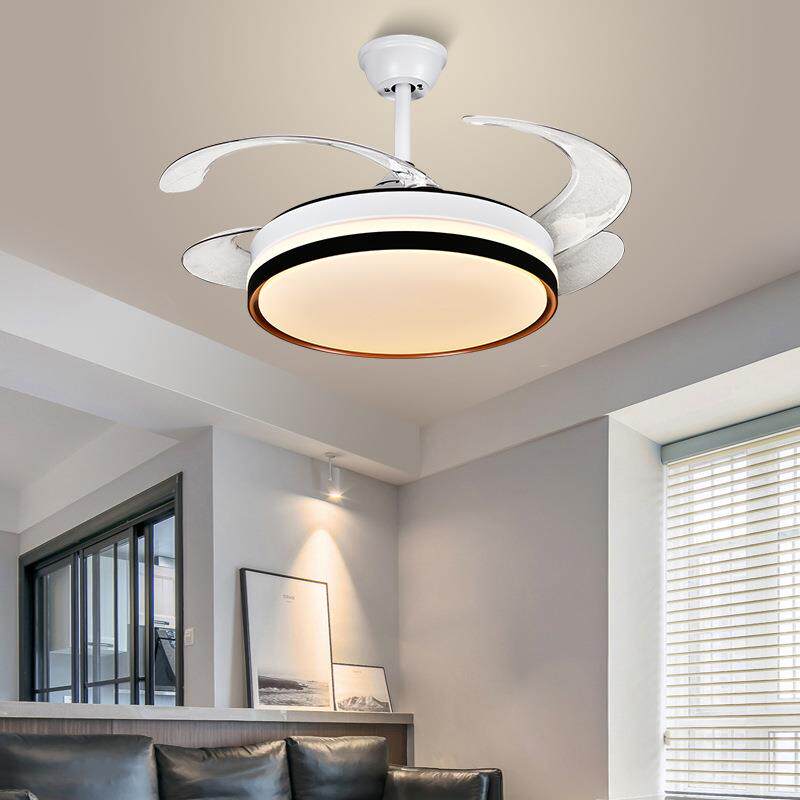 led风扇灯吊扇灯现代简约客厅餐厅卧室餐厅隐形吸顶一体电扇吊灯
