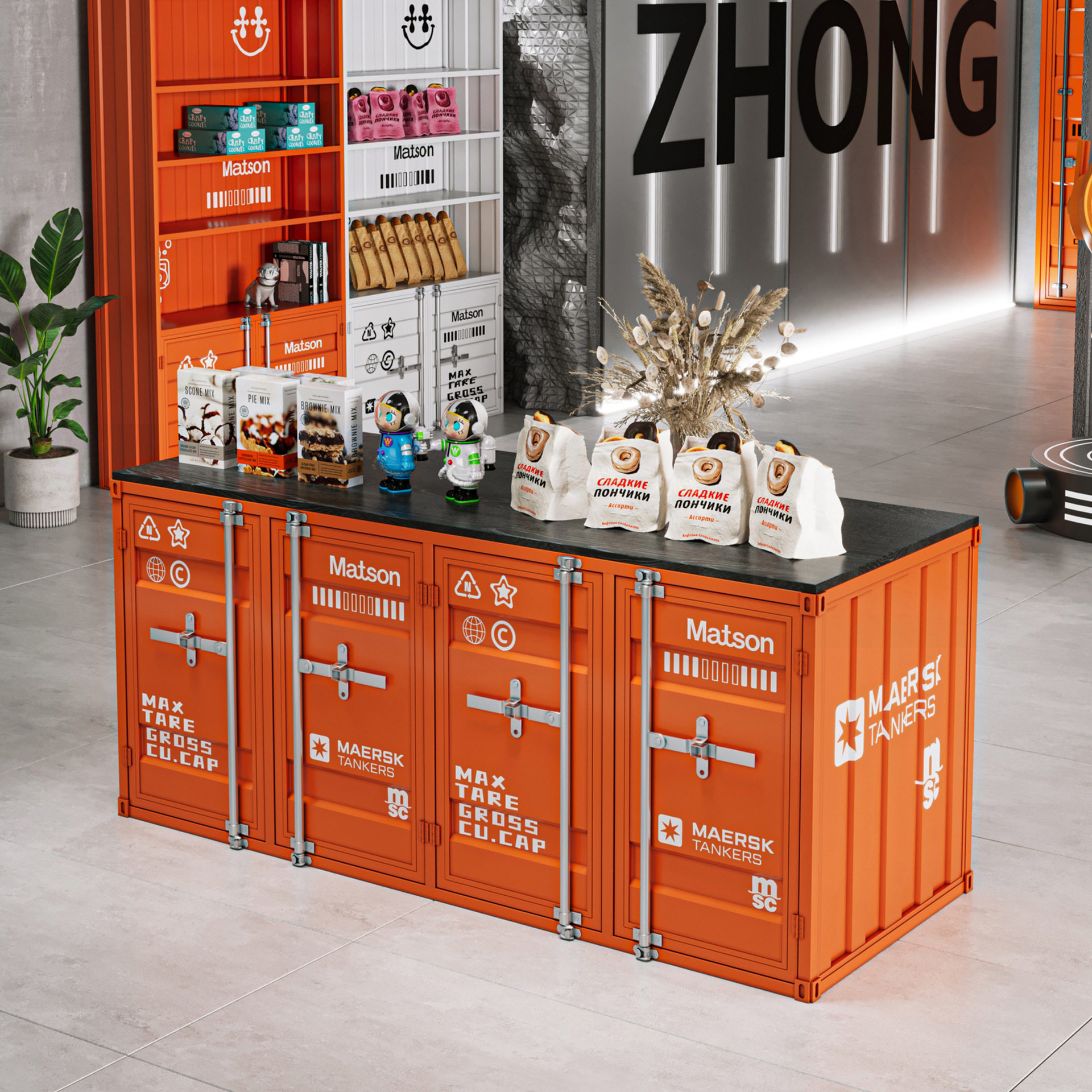 工业风铁艺中岛柜子精品潮流店铺双面货架展示台产品陈列柜展示柜