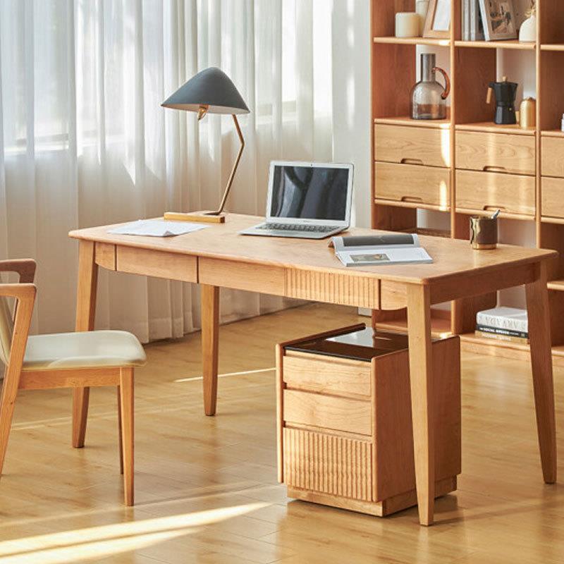 北欧实木樱桃木书桌现代简约日式家用电脑桌书房家具办公桌写字台