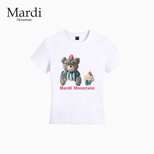 官方授权 Mardi Mountain韩国正品 凉感修身小领口正肩短袖T恤