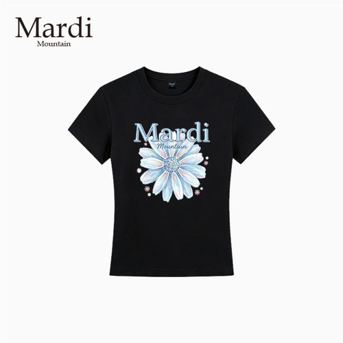 官方授权 Mardi Mountain韩国正品 凉感修身小领口正肩短袖T恤