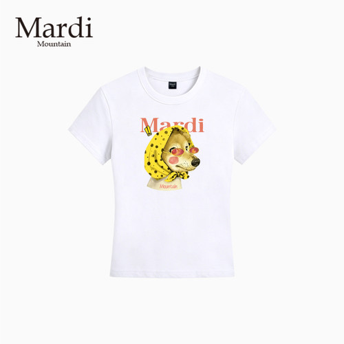官方授权 Mardi Mountain韩国正品 凉感修身小领口正肩短袖T恤