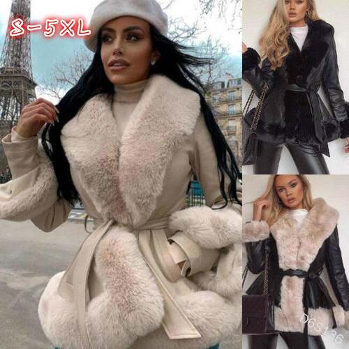 Womens 2025 Faux Leather Jacket Coat Short/Long Parka Coat