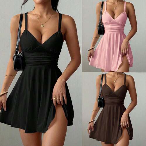Women's Summer Sexy Suspender V-neck Dress Dress Slim-fittin