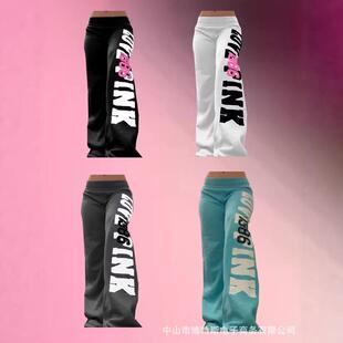 Women's Casual Trousers with Retro Letter Print Harajuku Sty
