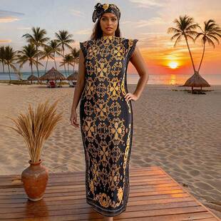 Women's Leopard Print Set, Casual Slim Fit Long Dress &