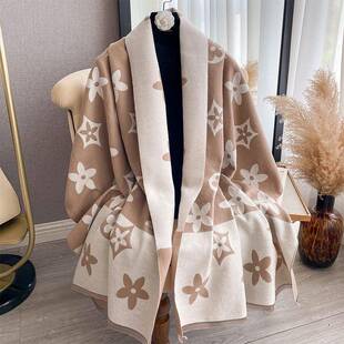 Women's Casual Woven Floral Print Scarf, Thick Fabric,