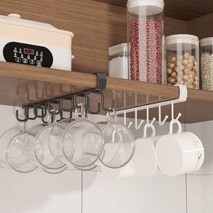 厨房置物架无痕免打孔挂钩一排收纳整理挂架橱柜门架挂式悬挂钩架