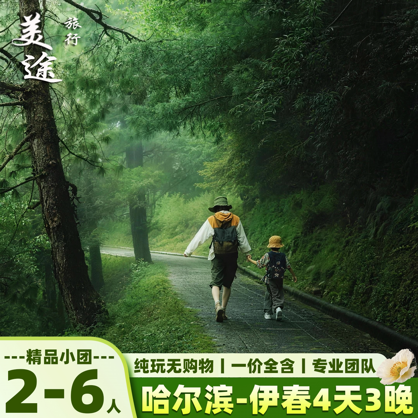 东北哈尔滨伊春旅游4天3晚纯玩团打卡小兴安岭走进林都深呼吸