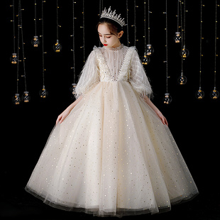 定制新款 女童礼服公主裙主持人蓬蓬纱生日走秀高端超 钢琴表演服装