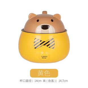 xyt泡面碗陶瓷带盖两用家用饭盒学生宿舍把手便携可爱餐具大容量