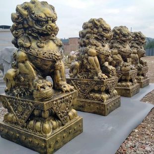 镇宅口含珠子大型石狮子青石仿古庭院雕刻招财石雕超超大大门