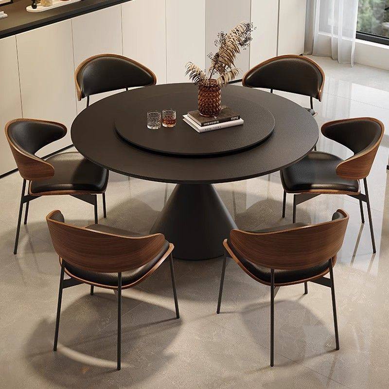 轻奢高端岩板圆桌餐桌意式现代极简风饭桌家用小户型圆餐桌椅组合,住宅家具,板木餐桌,淘宝优惠券,粉丝福利购,淘宝优惠卷
