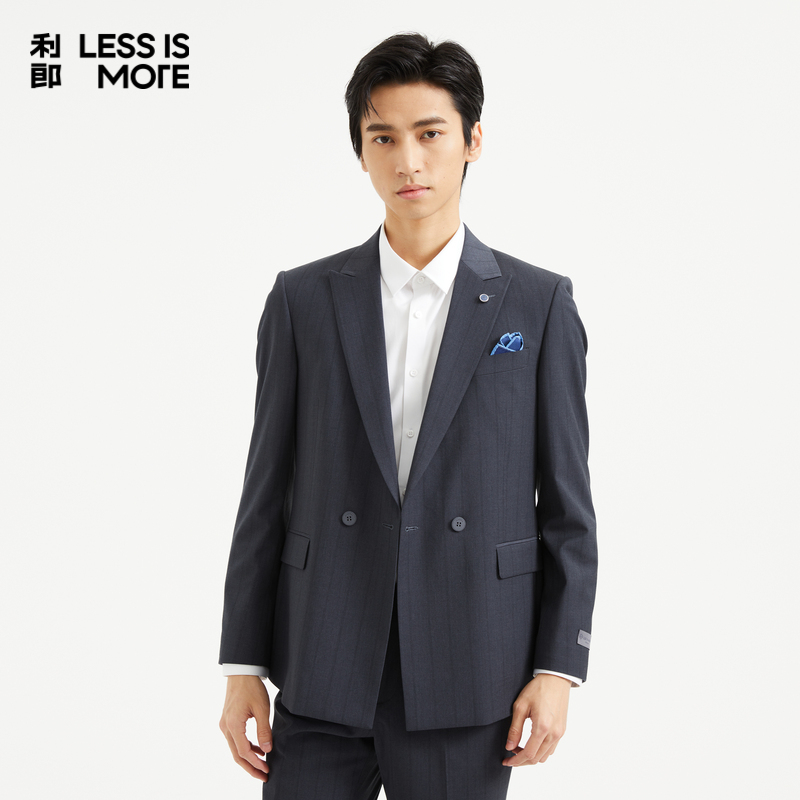 【双色宽条纹】利郎奥莱西服套装2025秋新款两件套时尚修身西装男