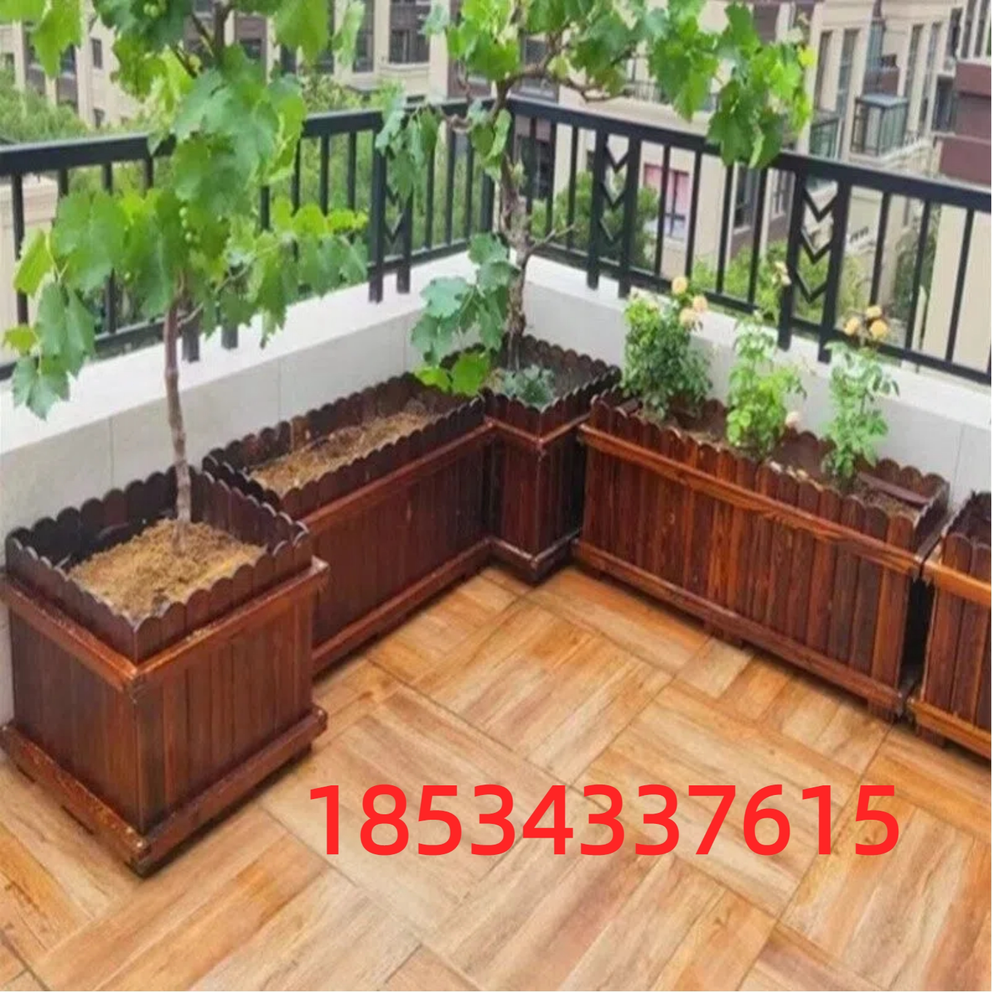 厂家直销定制防腐木花箱户外栅栏花盆