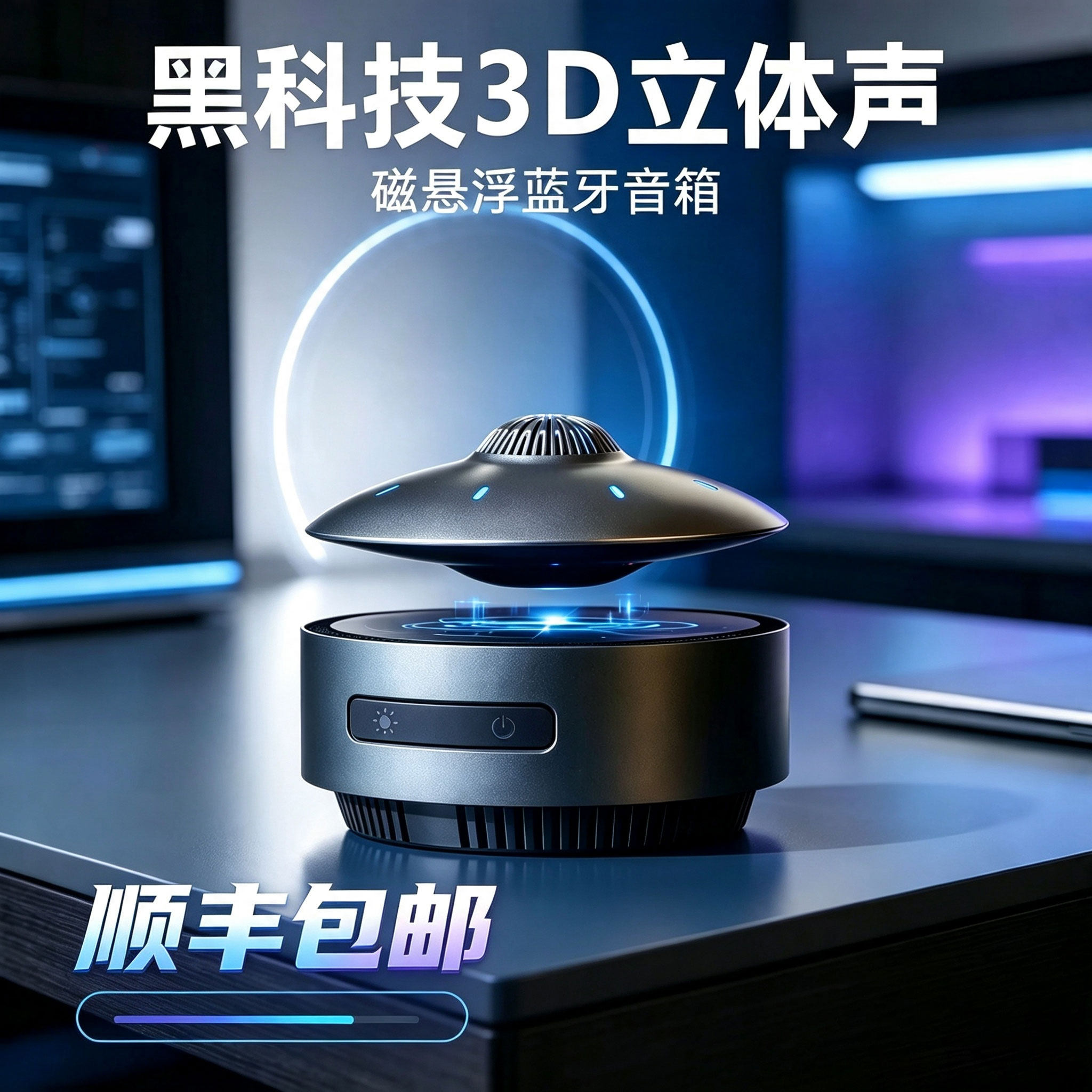 飞碟悬浮音响电脑台式蓝牙音箱摆件3D环绕低音炮情人节生日礼物男