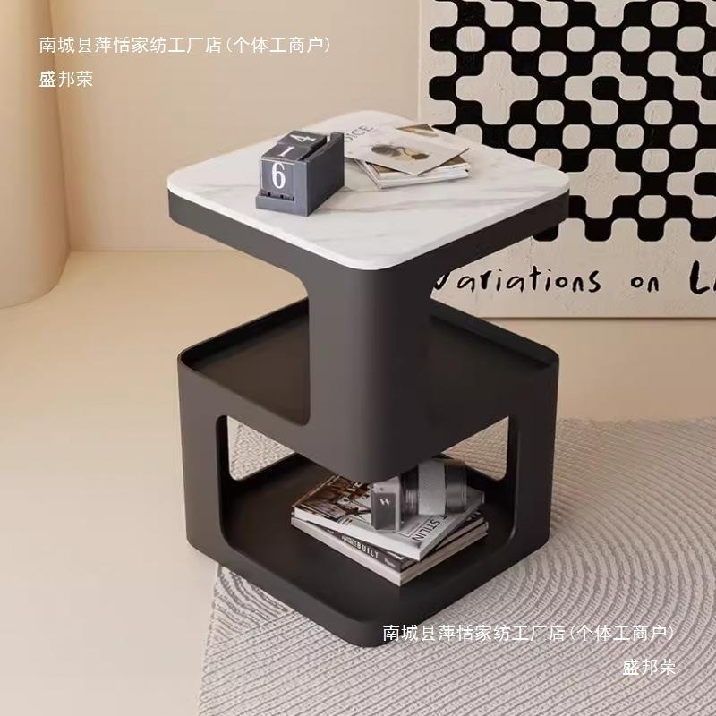 沙发边几岩板创意客厅茶几铁艺角几轻奢卧室床头柜简约现代小茶桌