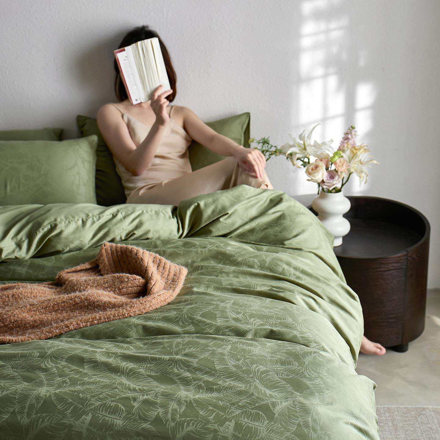 轻奢高端全棉A类100支长绒棉提花床上四件套 纯棉床单被套被罩三