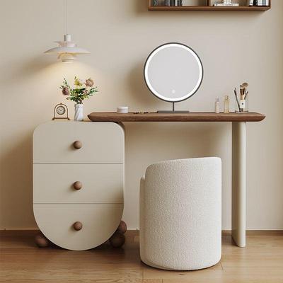 小户型梳妆台斗柜一体新款卧室中古创意设计师小型实木化妆桌