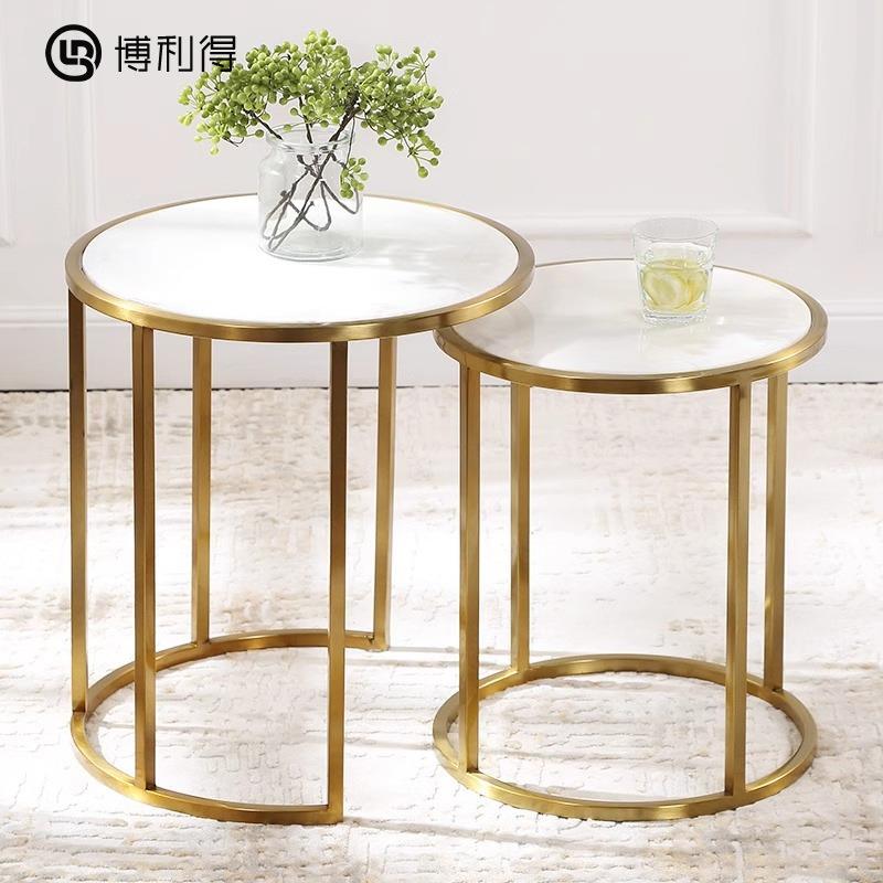 现代轻奢不锈钢角几极简客厅沙发边几大理石边几角几组合小茶几