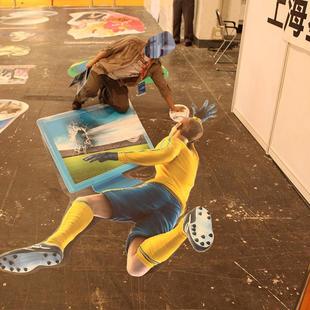 北京鸿基制作立体3D地贴商场装饰鲜花防水耐磨可移白胶覆膜地贴