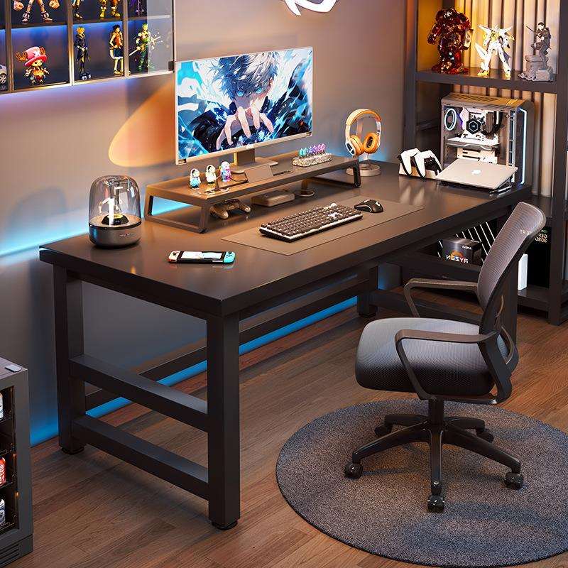 电脑桌台式实木芯卧室家用书桌办公桌简易写字桌双人电竞桌工作台