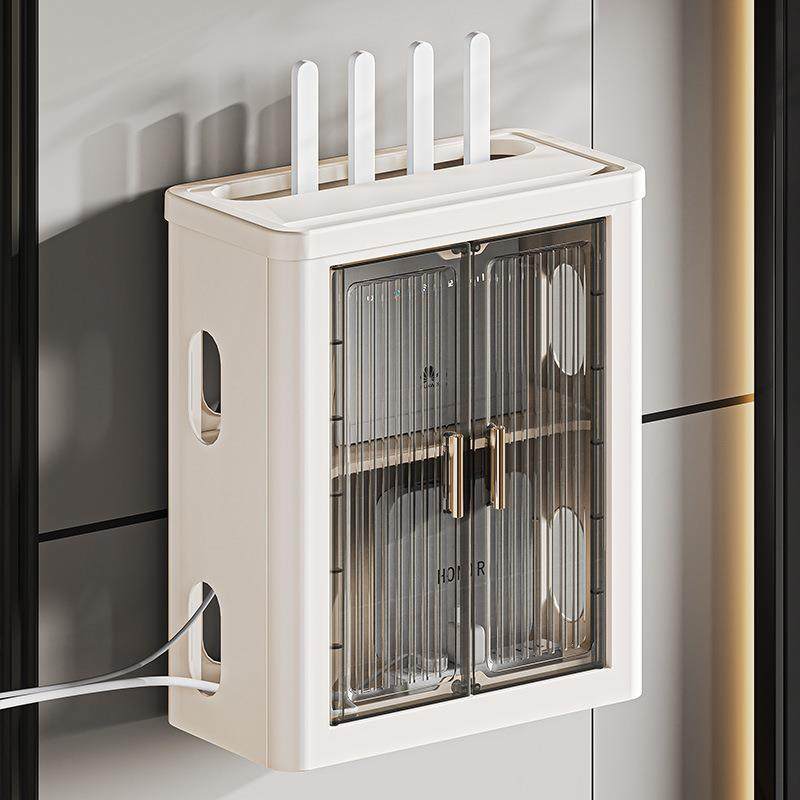 路由器收纳盒大容量路由器收纳盒散热透气磁吸开门路由器置物架子