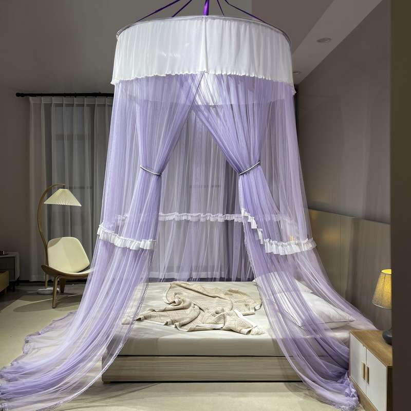 S228吊顶蚊帐圆顶公主风落地送吸盘粘勾大床拼小床大号2大空间