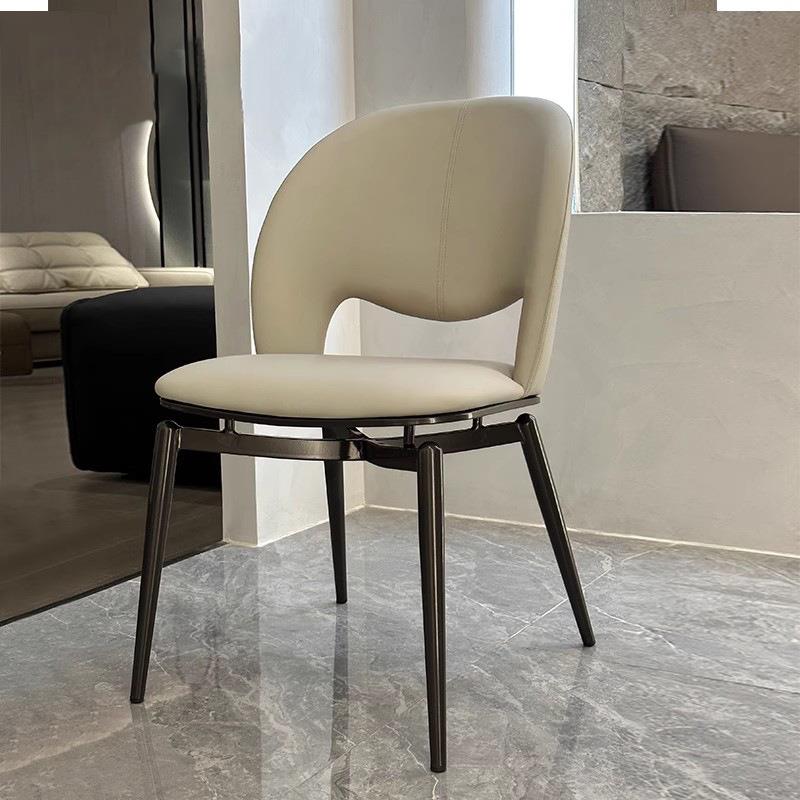 意式轻奢餐椅家用靠背真皮书椅子餐厅设计师款意大利极简高档休闲