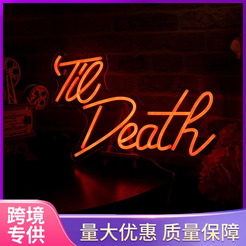 Temu电商TilDeathA创意字母装饰派对霓虹灯LE发光字