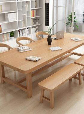 新款欧木质桌子家用书房客厅书桌餐桌长方形大桌子工作台书法桌