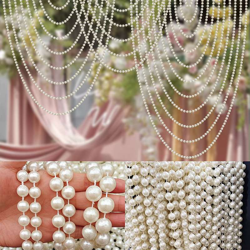 婚庆珠链行云流水吊顶珍珠帘线帘婚礼堂路引装饰亚克力珍珠水波帘