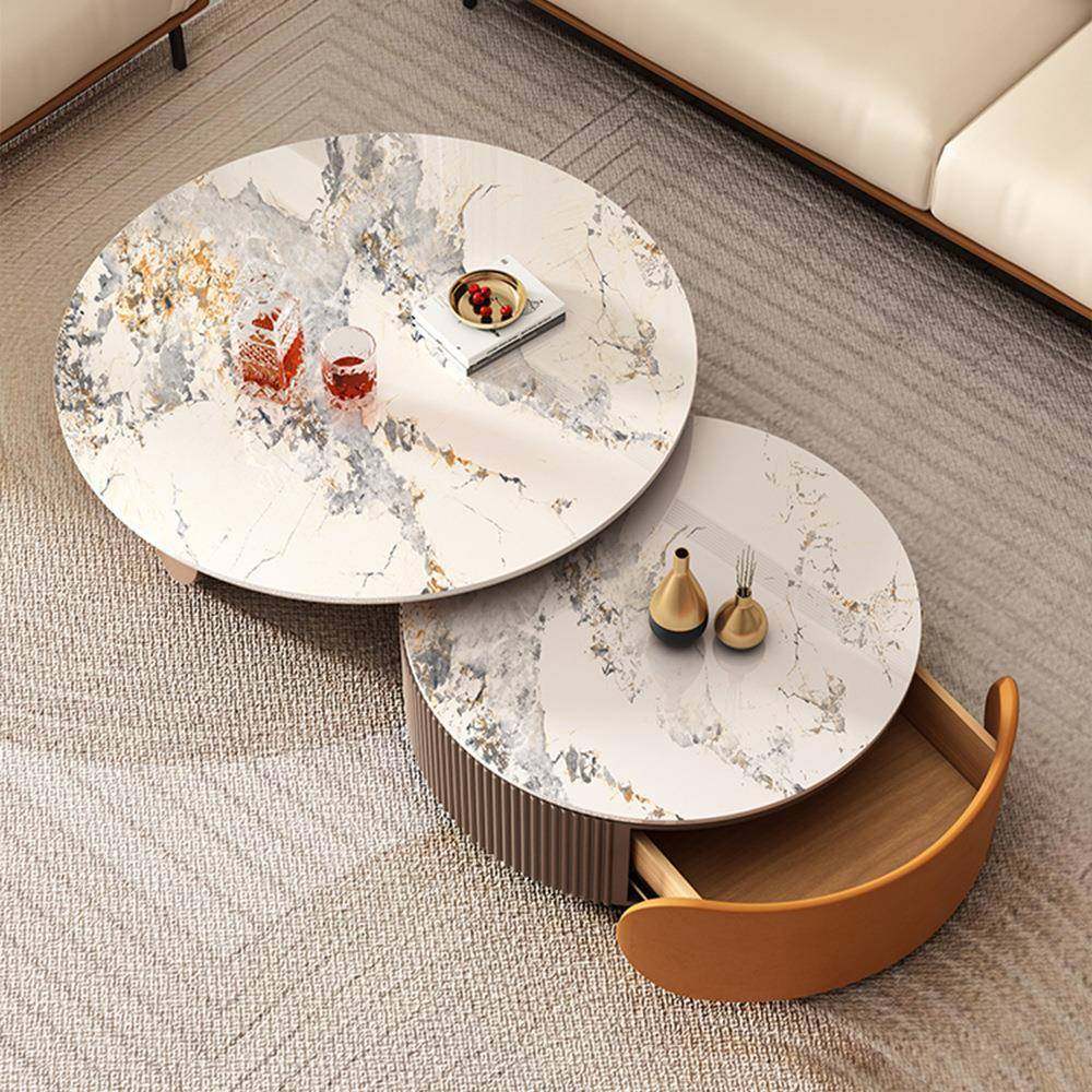 现代简约客厅奶油风大小圆形子母茶几轻奢岩板伸缩茶几电视柜组合,电子/电工,接线端子,淘宝优惠券,粉丝福利购,淘宝优惠卷