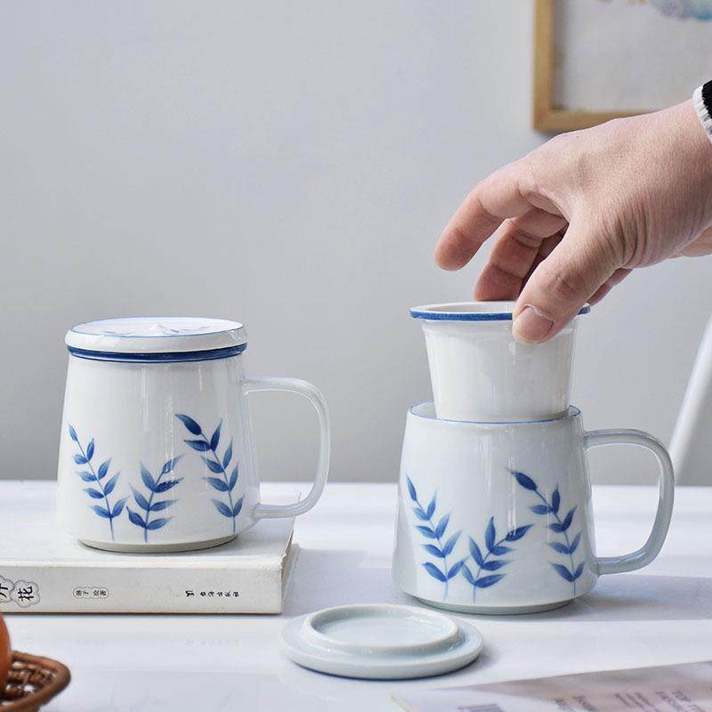 直销手绘青花香草陶瓷青瓷办公个人茶杯三件套可刻印LOGO,电子/电工,接线端子,淘宝优惠券,粉丝福利购,淘宝优惠卷