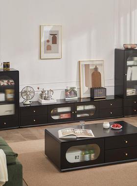 美式轻奢储物落地柜电视柜客厅茶几电视柜组合实木卧室