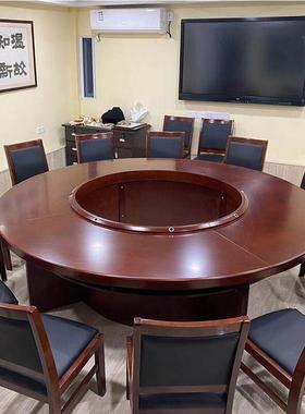大型会议桌圆形油漆密度板贴实木皮多人办公子圆桌商用商用会议桌