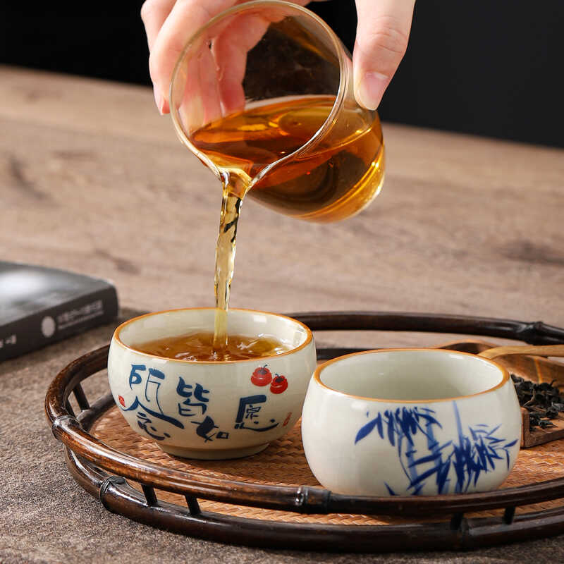 个人专用汝窑品茗杯陶瓷高档轻奢
