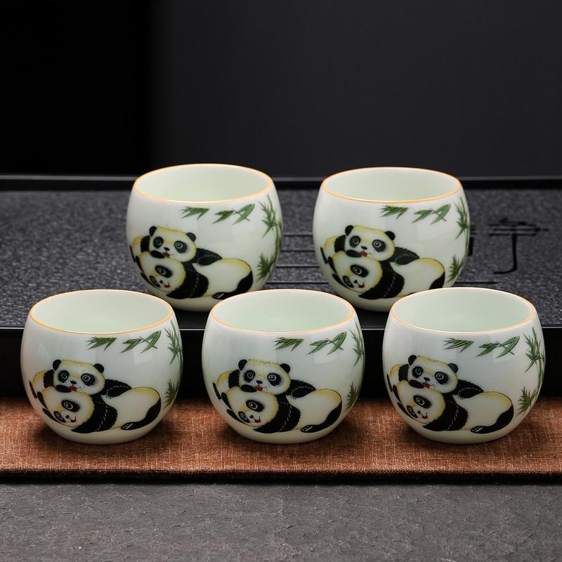 熊猫品茗杯家用陶瓷茶杯