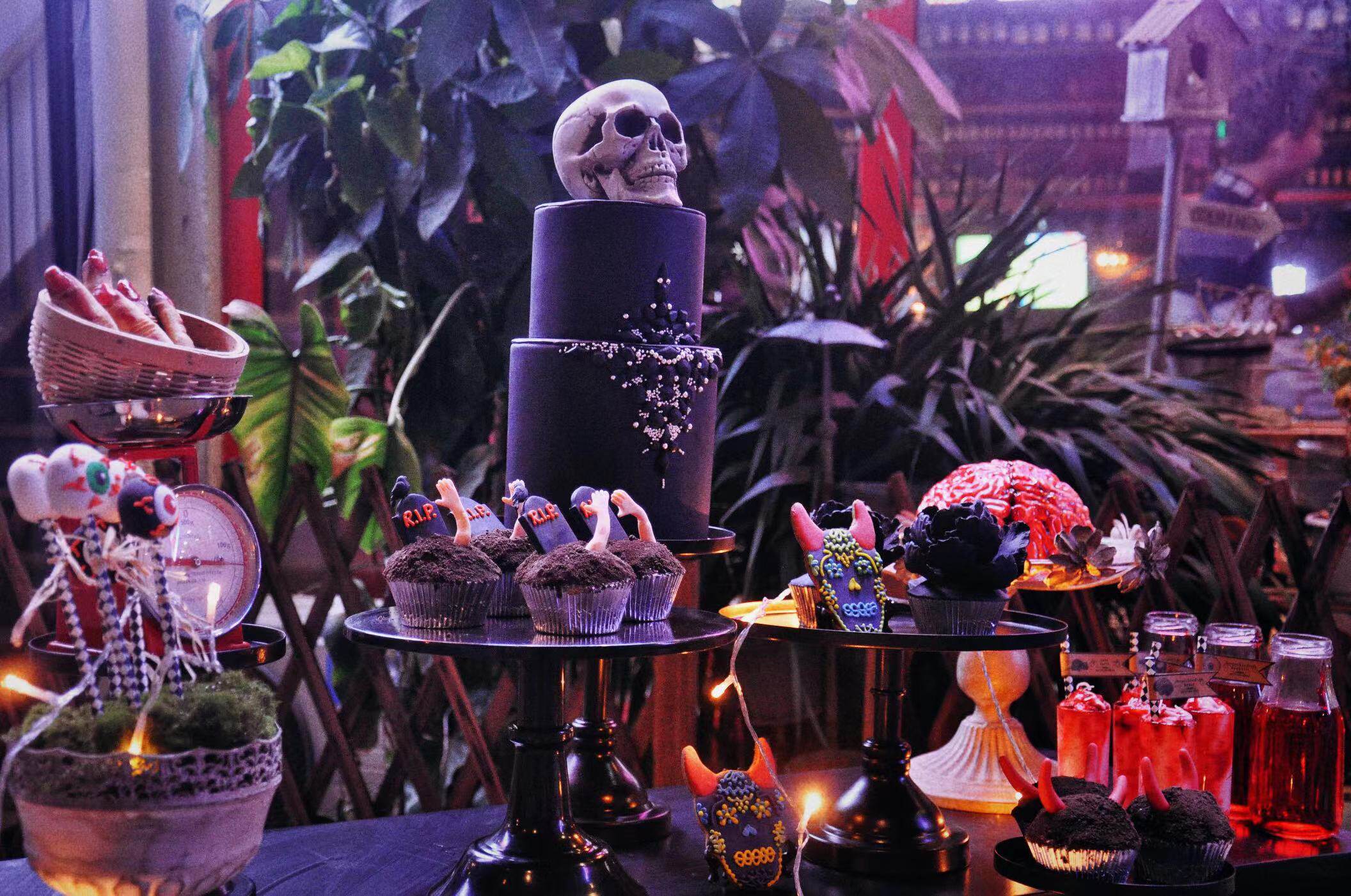 福Fu北京配送万圣节甜品台恐怖氛围蛋糕甜品点心甜点下午茶可定制