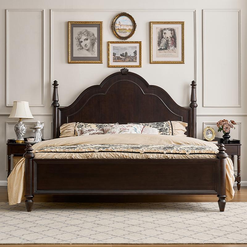 慕盛家具法式复古全实木床主卧室1米8双人床高端大气2024新款1米5