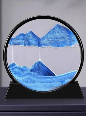 流沙画摆件轻奢3d沙漏客厅电视柜桌面装饰品创意办公室礼物大气